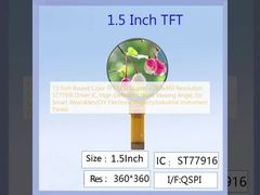 1شاشة LCD TFT ملونة مستديرة بطول 5 بوصات - دقة 360 × 360 ، ST77916 Driver IC ، عالية الوضوح ، زاوية عرض واسعة ، للأجهزة الذكية القابلة للارتداء / مشاريع DIY الإلكترونية / لوحات الأجهزة الصناعية