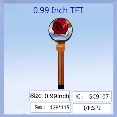 0.99 Inch High-Definition IPS TFT LCD Round Color Screen - 128x115 Resolution, GC9107 , Full-Color Display, Wide Viewing Angle, for Smart Wearables/DIY Electronic Projects/Industrial Instrument Panels